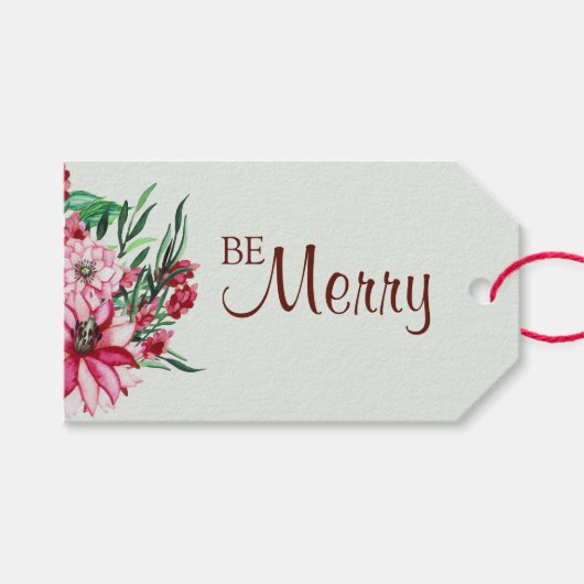 Be Merry Holiday Gift Label Cadeaulabel (Voorkant (Horizontaal))