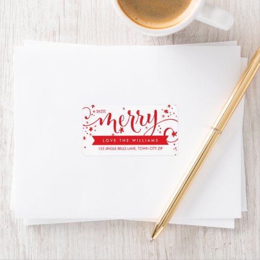 BE MERRY SCRIPT rood vakantie adres label (Insitu)
