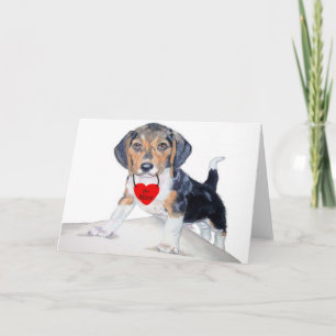 Be MIne Beagle Valentijn Wenskaart Feestdagen Kaart
