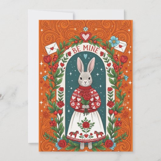 Be Mine Bunny Valentine Card Feestdagenkaart (Voorkant)