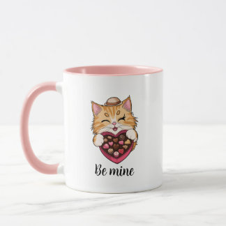 Be Mine Cat: Valentijnsdag Kawaii Cat met Snoep Mok