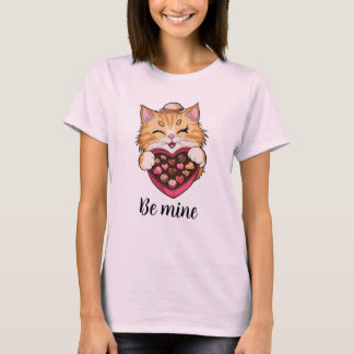 Be Mine Cat: Valentijnsdag Kawaii Cat met Snoep T-shirt