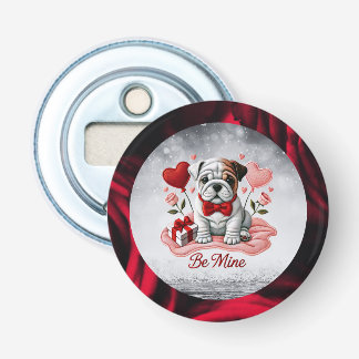 Be Mine English Bulldog Valentijn Button Bottle Op Flesopener