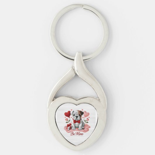 Be Mine English Bulldog Valentijn Sleutelhanger (Voorkant)