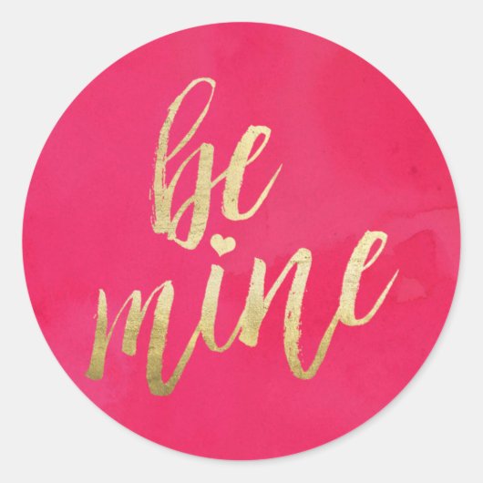 Be Mine Gold en Roze Waterverf Ronde Sticker (Voorkant)