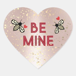 BE MINE Little Honeybees Pink Heart Valentine Love Hart Sticker