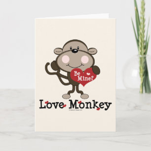 Be Mine Love Monkey Valentijn Blank Wenskaart Feestdagen Kaart