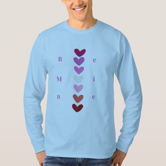 Be Mine Minimal Heart Stack Valentine T-Shirt (Devant)