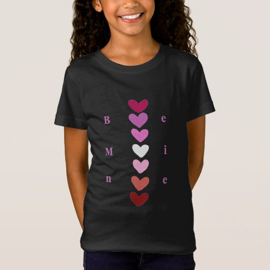 Be Mine Minimal Heart Stack Valentine T-Shirt (Devant)
