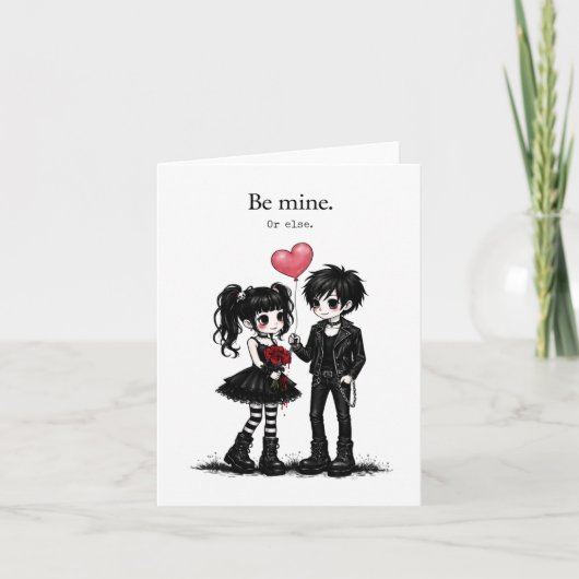Be Mine Or Else Goth Valentine Card  Kaart (Voorkant)