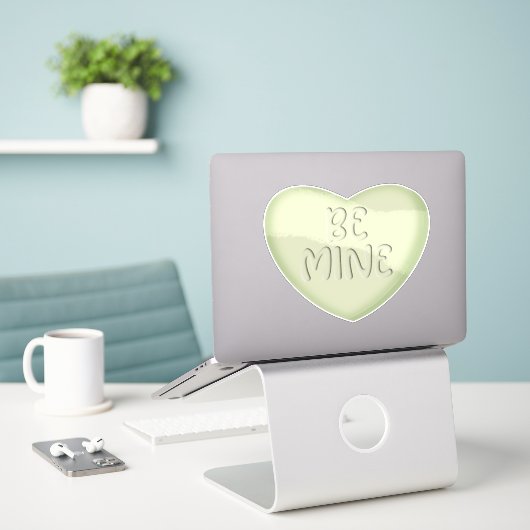 Be Mine Pastel Groen Snoep Hart Sticker (Laptop op bureau)