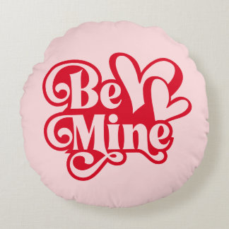 Be Mine Personalized Retro Pink Valentine Rond Kussen
