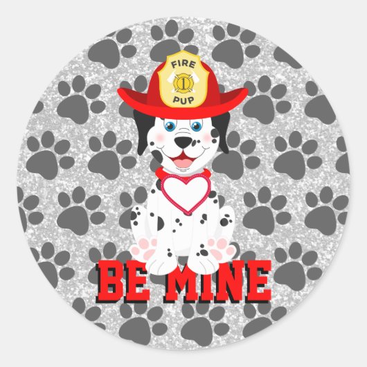 Be Mine Puppy Valentine Classic Round Stickers (Voorkant)