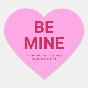Be Mine roze aangepaste bericht schattige Valentij Hart Sticker