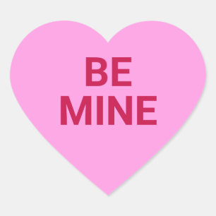 Be Mine roze aangepaste bericht Valentijnsdag scha Hart Sticker