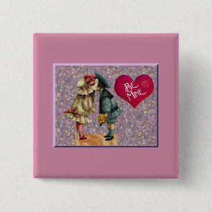 "Be Mine" Sweet Nostalgische Valentijn Vierkante Button 5,1 Cm
