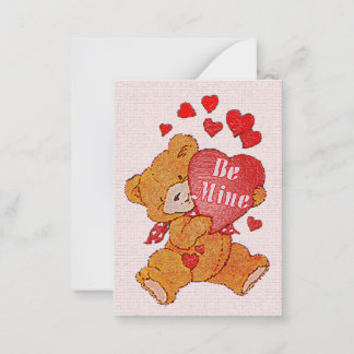 Be Mine Teddy Bear Valentijn Mini Kinder Kaarten Notitiekaartje