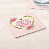 Be Mine"  tekst: Happy Valentine's Day Vierkante Kartonnen Onderzetter (Schuin)