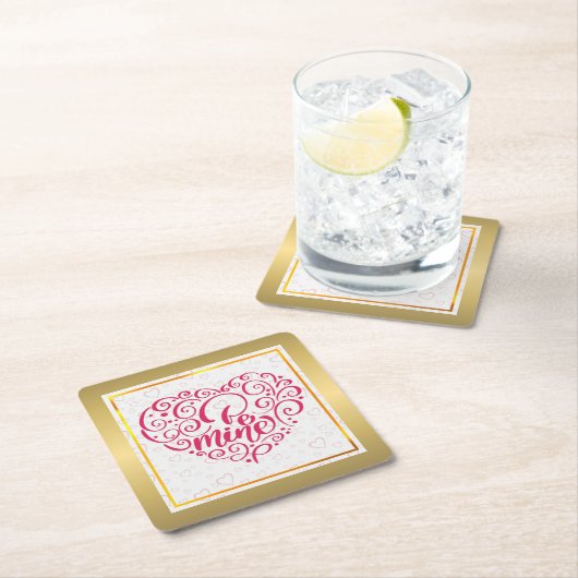 Be Mine" tekst: Happy Valentine's Day Vierkante Kartonnen Onderzetter (Insitu)