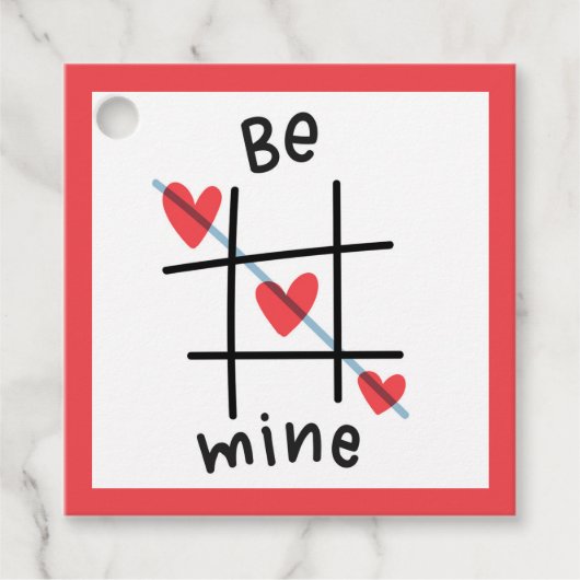 Be Mine Tic Tac Toe Valentijnsdag Gift Label (Voorkant)