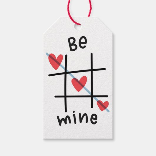Be Mine Tic Tac Toe Valentijnsdag Gift Label Cadeaulabel (Voorkant)