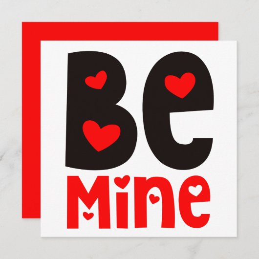Be Mine Typography Valentijnsdag Rood Wit Kaart (Voorkant / Achterkant)