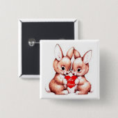 Be Mine Valentijn Bunnies Button (Voorkant /achterkant)
