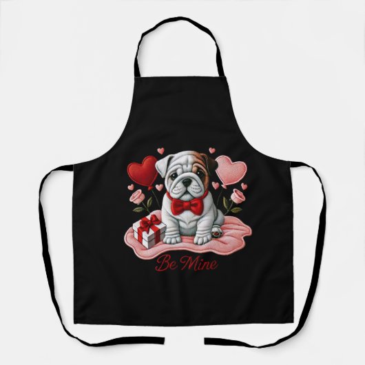 Be Mine Valentijn Engelse Bulldog Schort (Voorkant)
