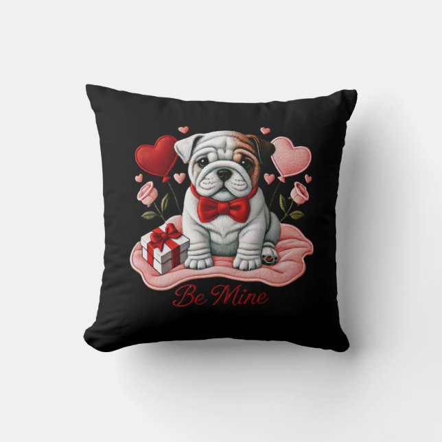Be Mine Valentijn Engelse Bulldog Sierkussen (Voorkant)