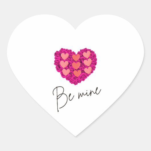 Be Mine Valentine shirt |Rose with Heart Love Hart Sticker (Voorkant)
