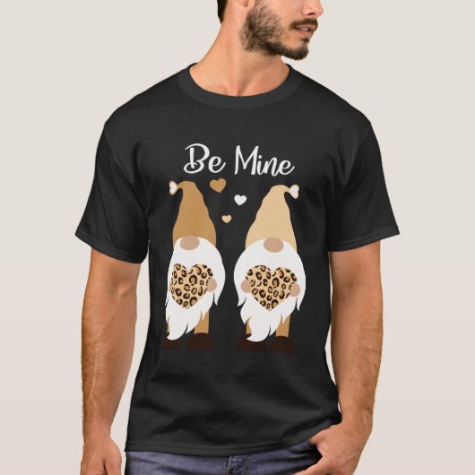 Be Mine Valentines Day Leopard Print Gnome T-shirt (Voorkant)