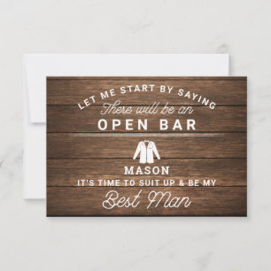 Be My Best Man Card - Rustic Wood Bedankkaart