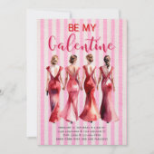 Be My Galentine Invitation I Chic Rose & Red Girls (Devant)