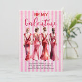 Be My Galentine Invitation I Chic Rose & Red Girls (Debout devant)