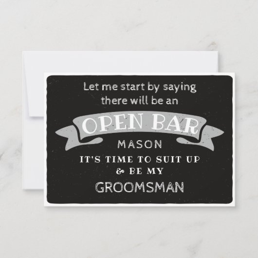 Be My Groomsman Kaart - Funny Open Bar (Voorkant)