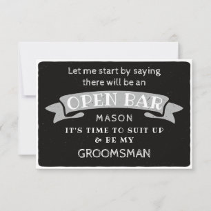 Be My Groomsman Kaart - Funny Open Bar