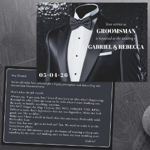 Be my groomsman verzoek beschrijving zwarte boog s kaart