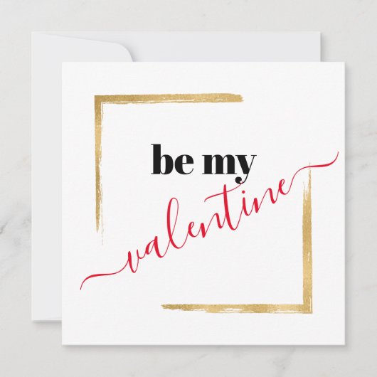 Be My Valentijn Custom White Typography Kaart (Voorkant)