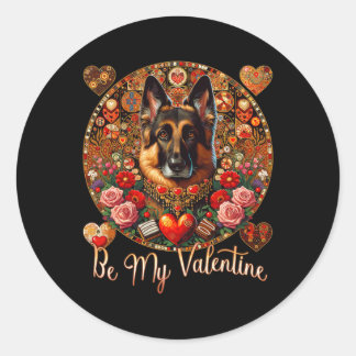 Be My Valentijn Dog Flower Red Heart Day - Nederla Ronde Sticker