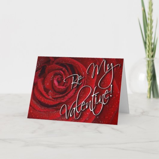 Be My Valentijn Red Rose Kaart - Blank Inside (Voorkant)
