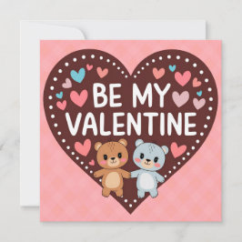 Be my valentine bears couple hearts feestdagenkaart