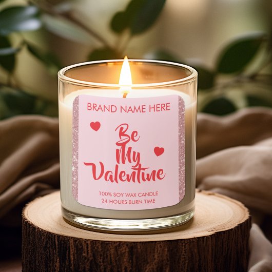 Be My Valentine Custom Pink Candle Labels