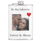 Be My Valentine Flask Custom Vinyl Wrap with Photo Heupfles (Voorkant)