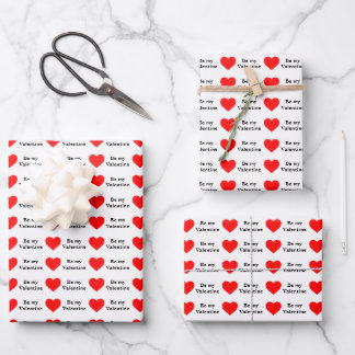 Be My Valentine Red Heart Love Inpakpapier Vel