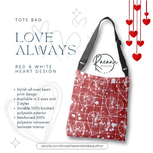 Be My Valentine Red & White Heart Design Sac fourr
