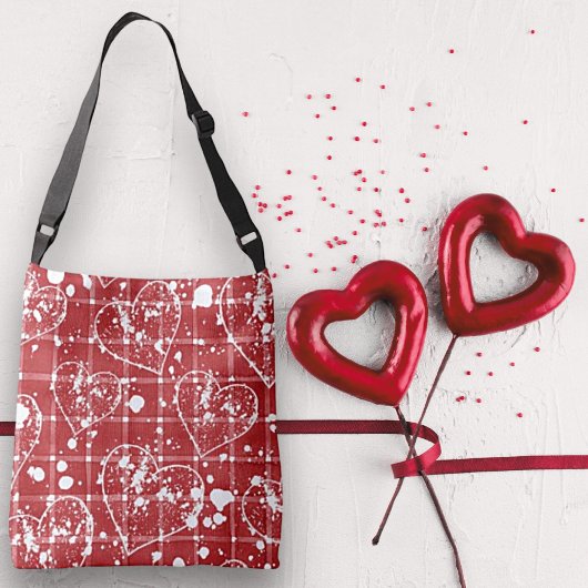 Be My Valentine Red & White Heart Design Sac fourr