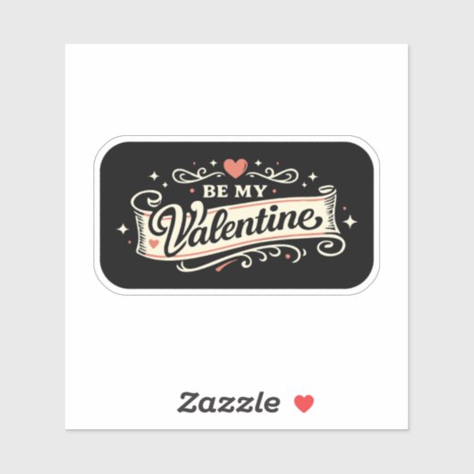 Be My Valentine Retro Love Sticker (Vel)