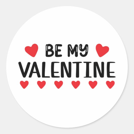 Be my Valentine Ronde Sticker (Voorkant)