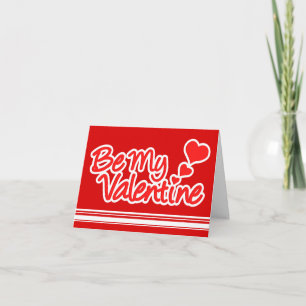 "Be my Valentine" rouge & blanc sur carte rouge pr
