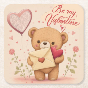 Be my Valentine Vierkante Kartonnen Onderzetter